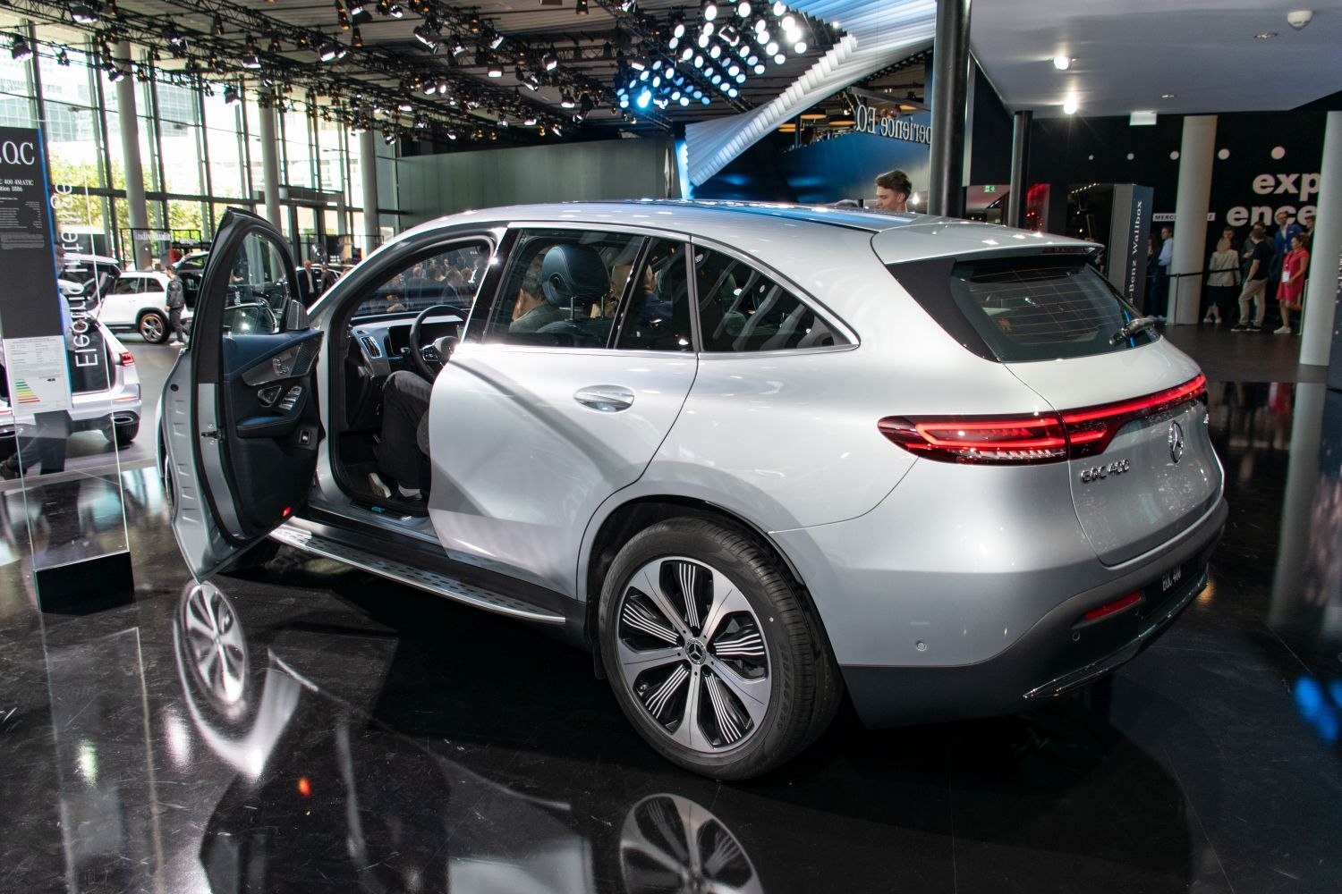 Electric SUV rear side view with LED light bar and modern alloy wheels