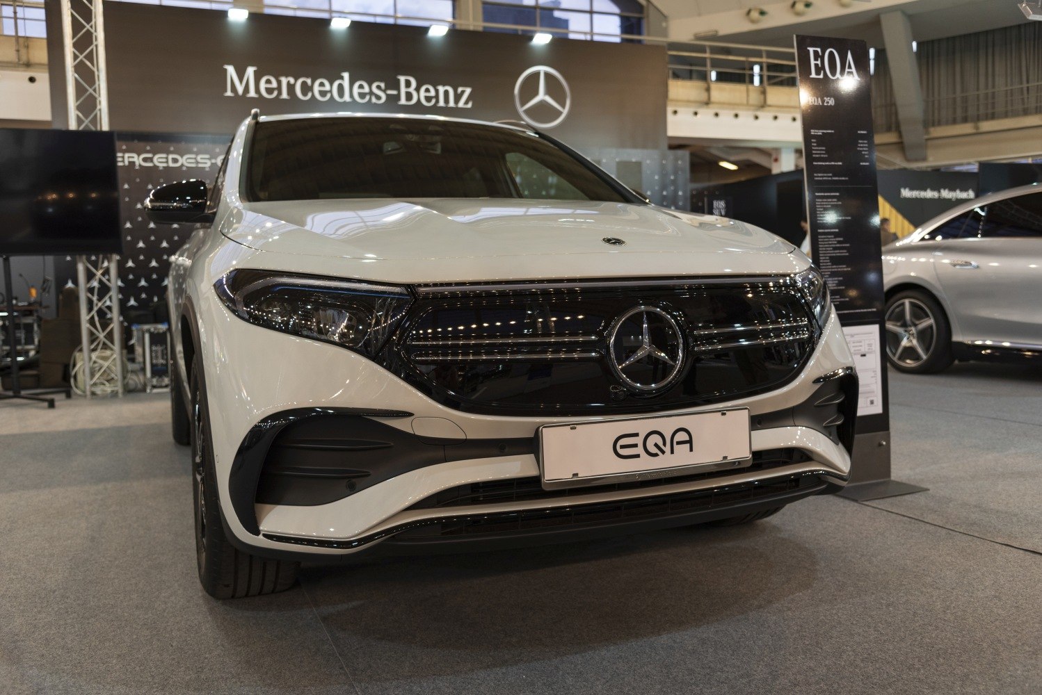 Front view with LED headlights and sleek grille design