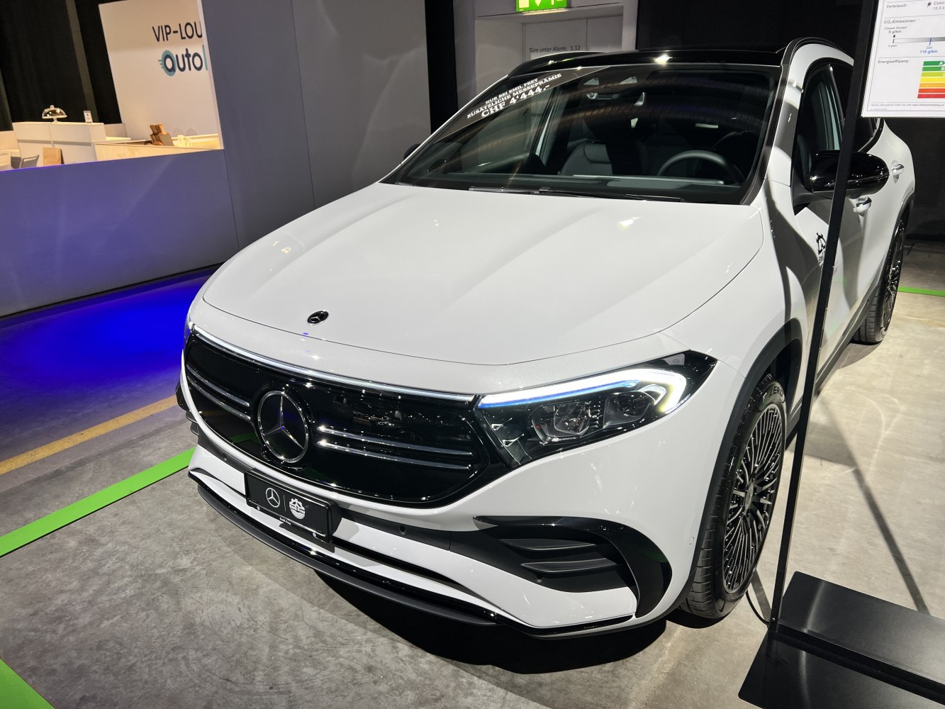 Front view with LED headlights and black grille design