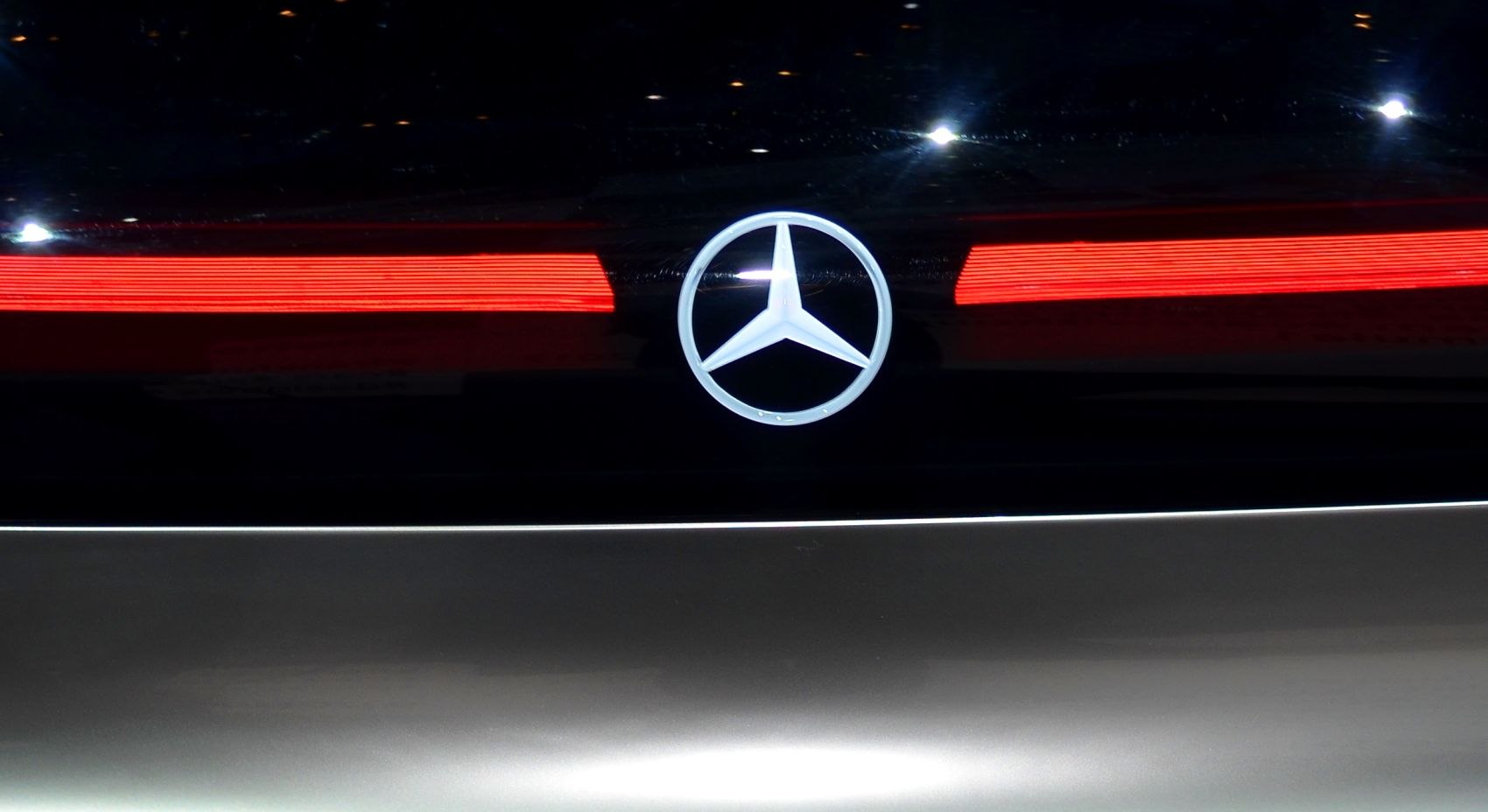 Rear LED taillights and Mercedes-Benz emblem on concept model