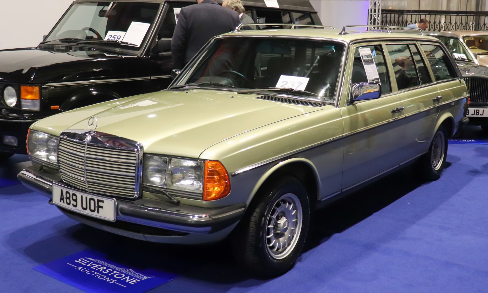 Classic station wagon with chrome grille and roof rails