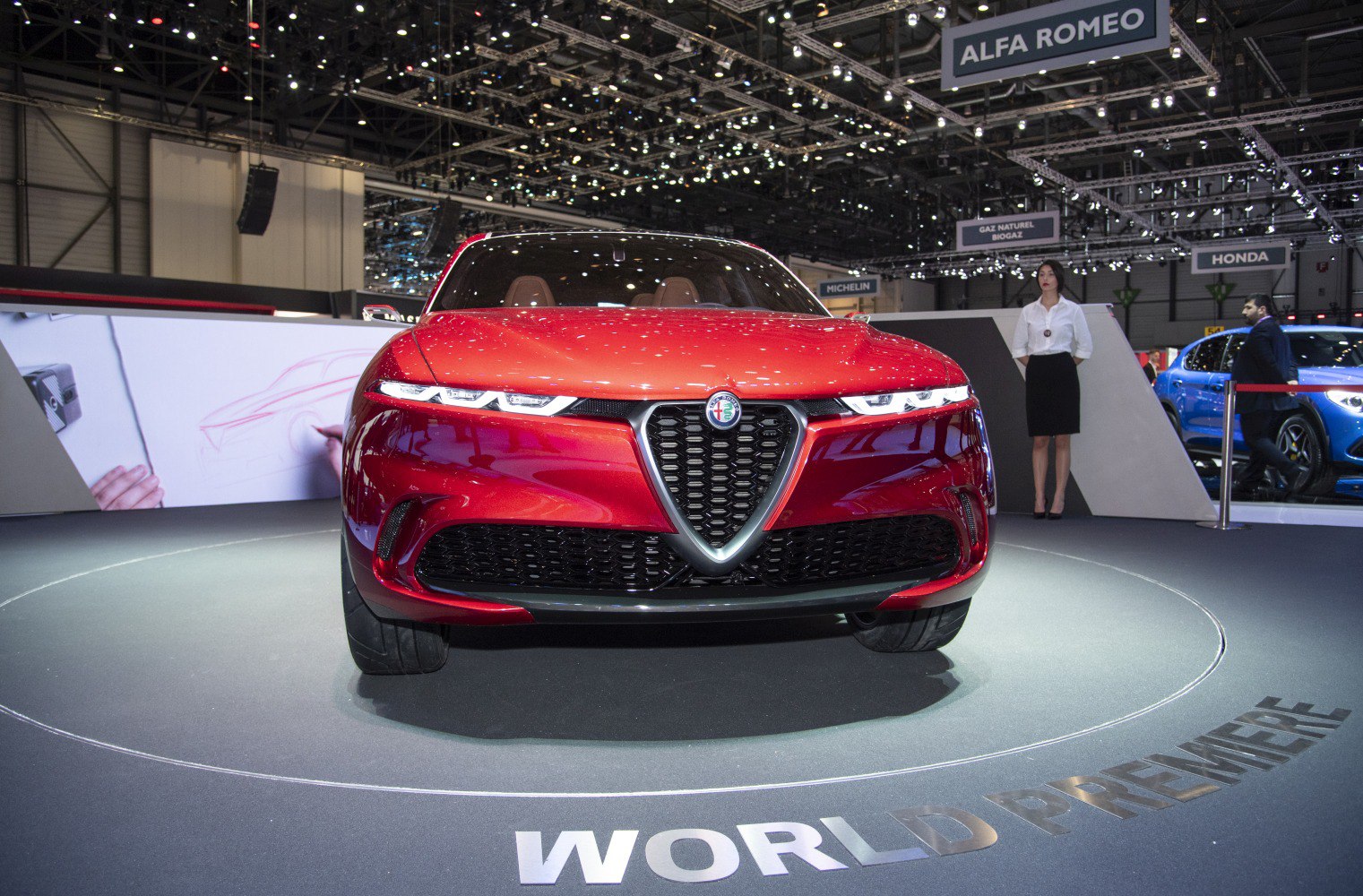 Sharp slim LED headlights and large triangular grille