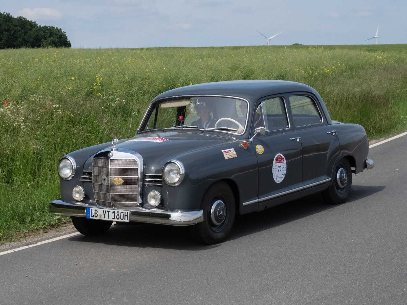 Classic sedan with iconic front grille and round headlights