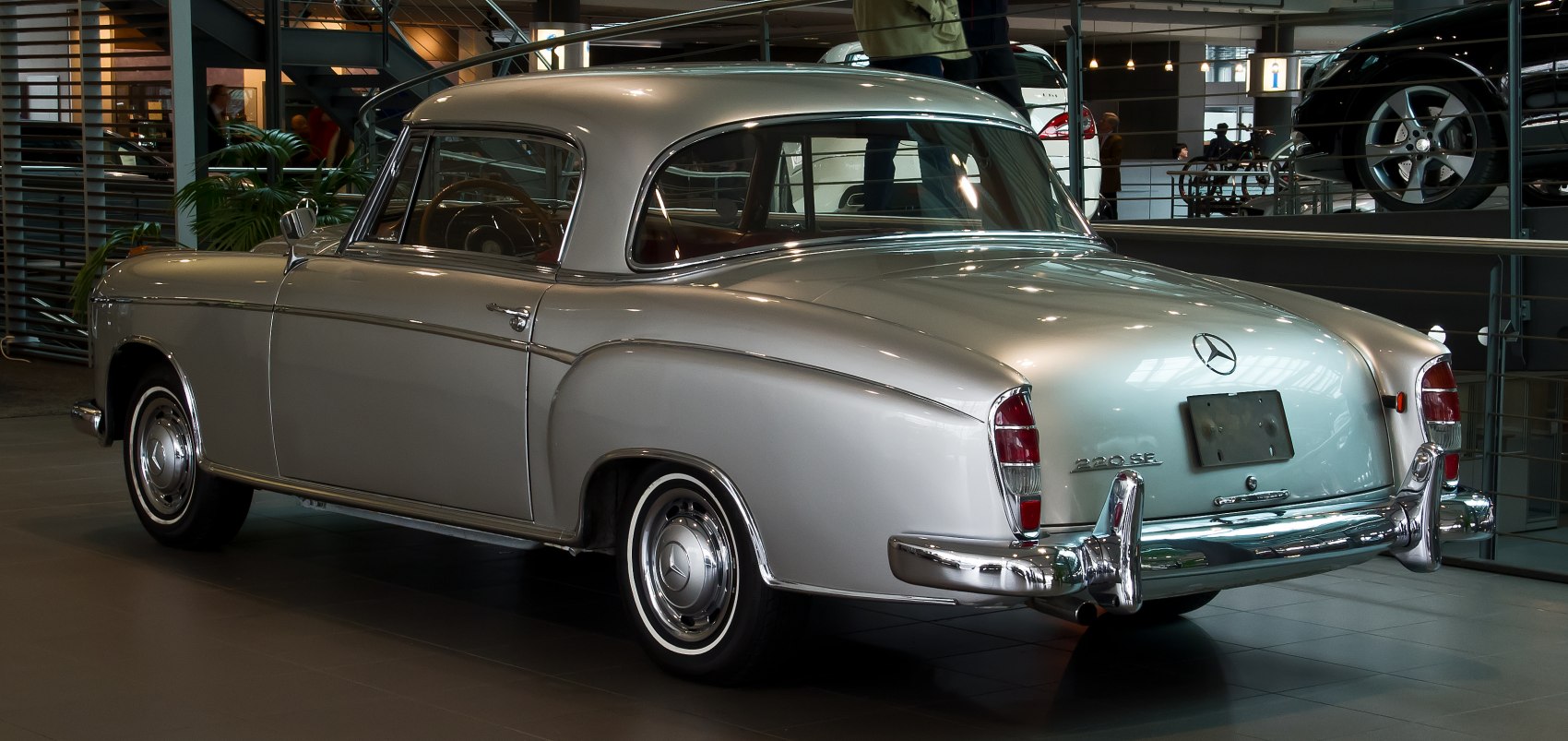 Classic coupe with elegant rear design and chrome bumper