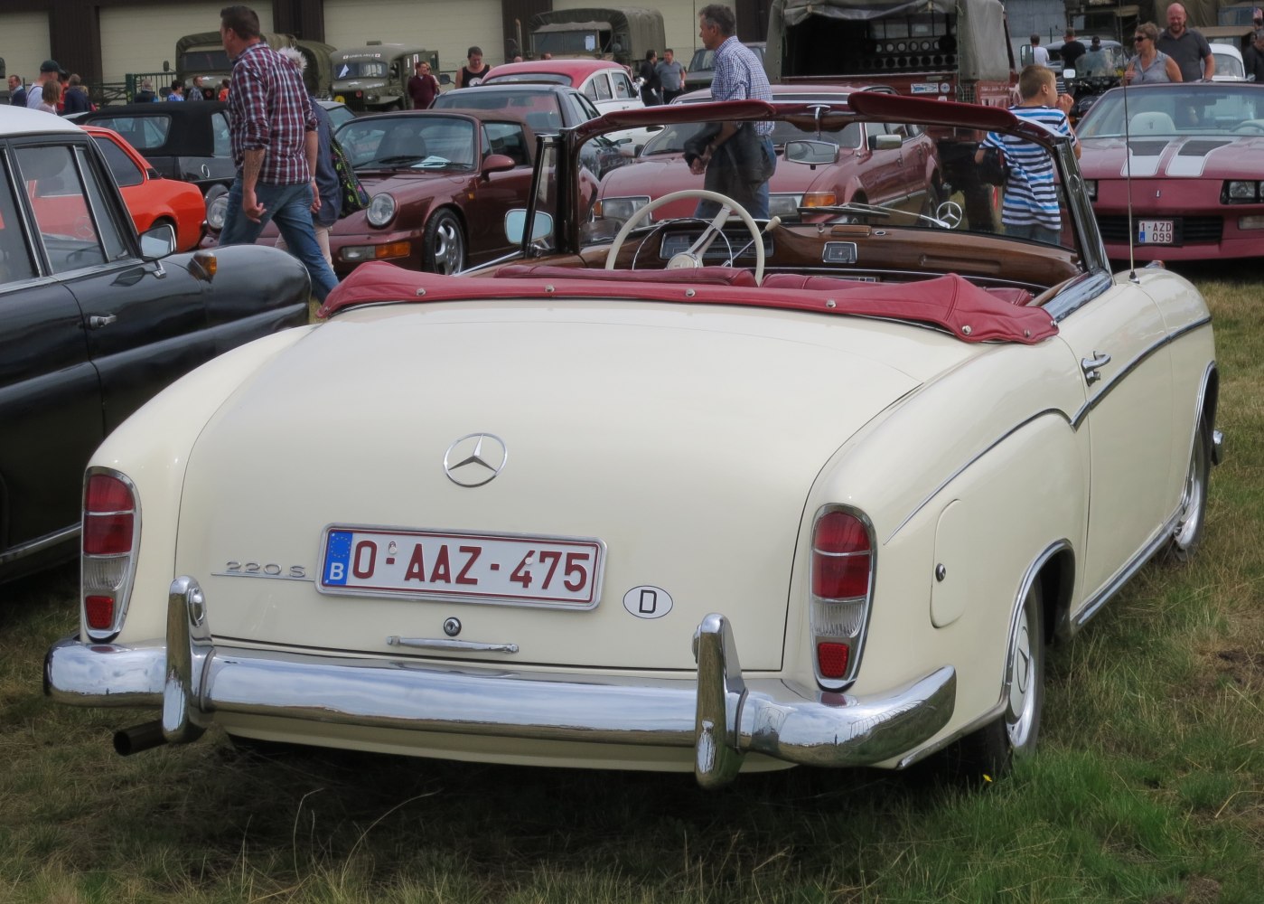 Vintage convertible rear view with chrome bumper and tail lights