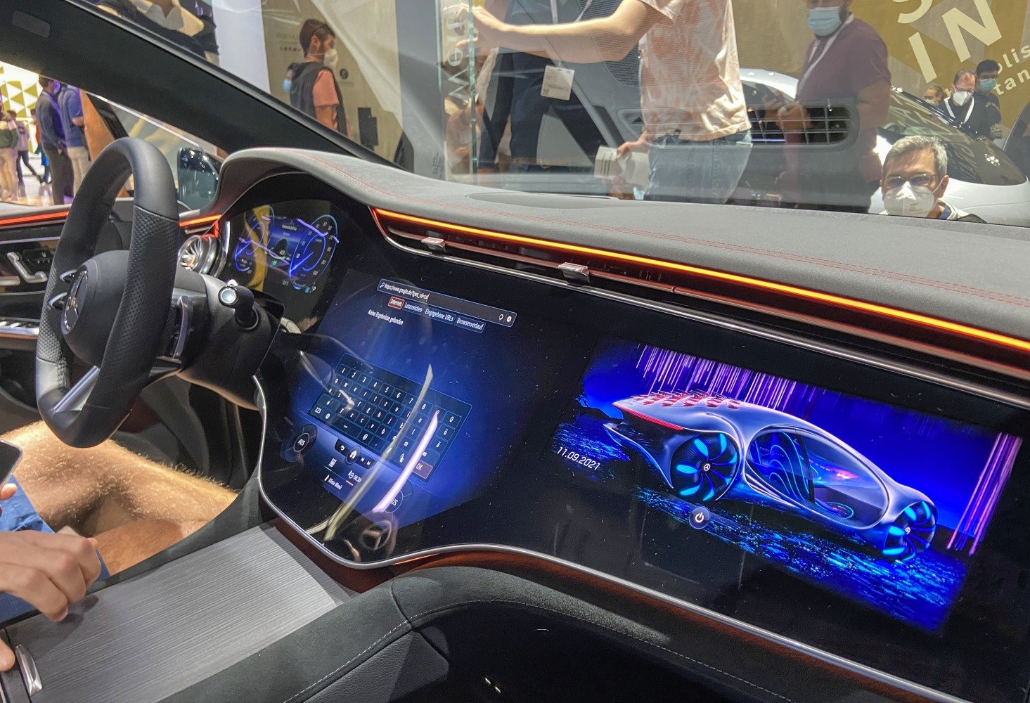 Digital dashboard and large touchscreen display with ambient lighting