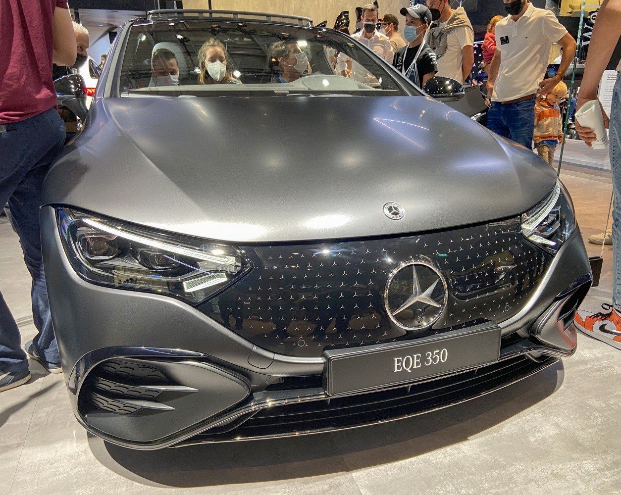 Front view with distinctive headlights and star-patterned grille