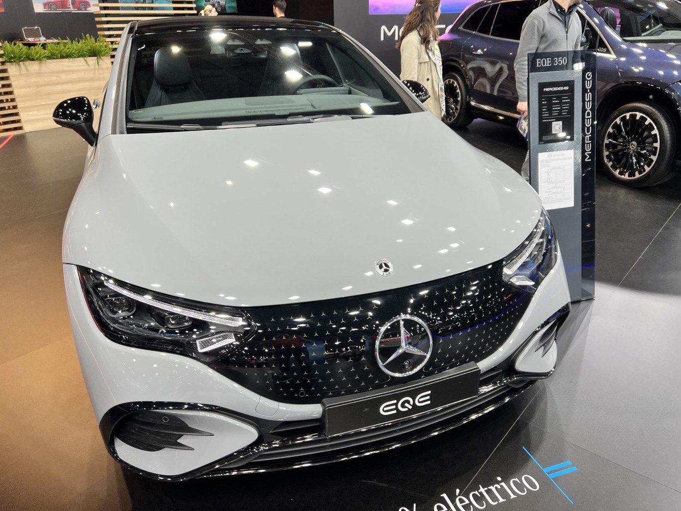 Front view with LED headlights and distinctive black grille