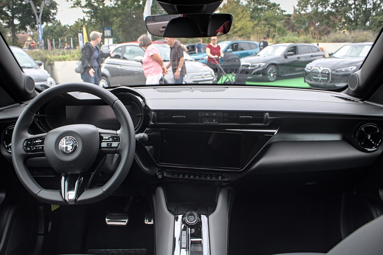Digital dashboard and advanced center console in modern car interior