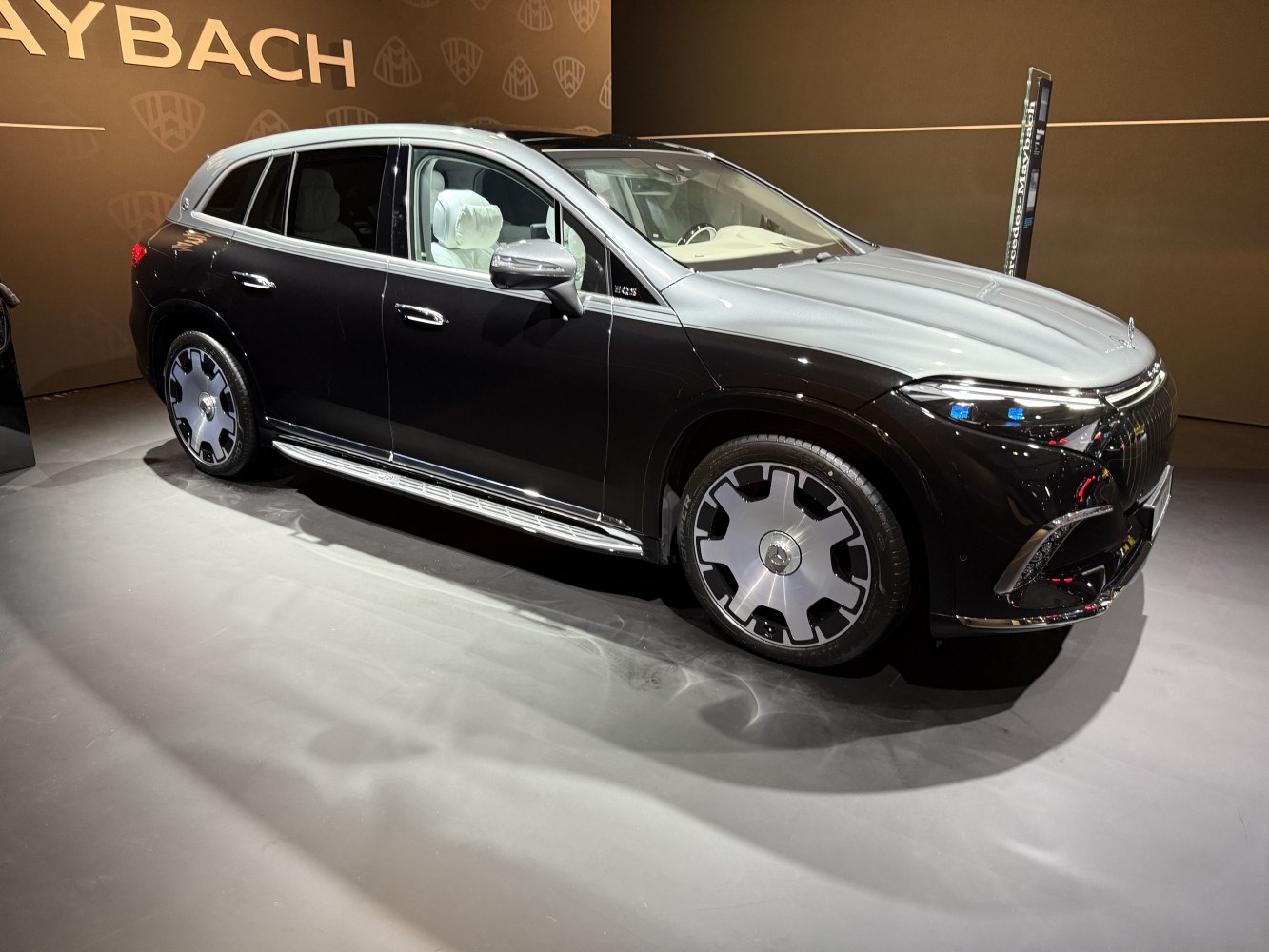 Luxury SUV with futuristic LED headlights and distinctive wheel design
