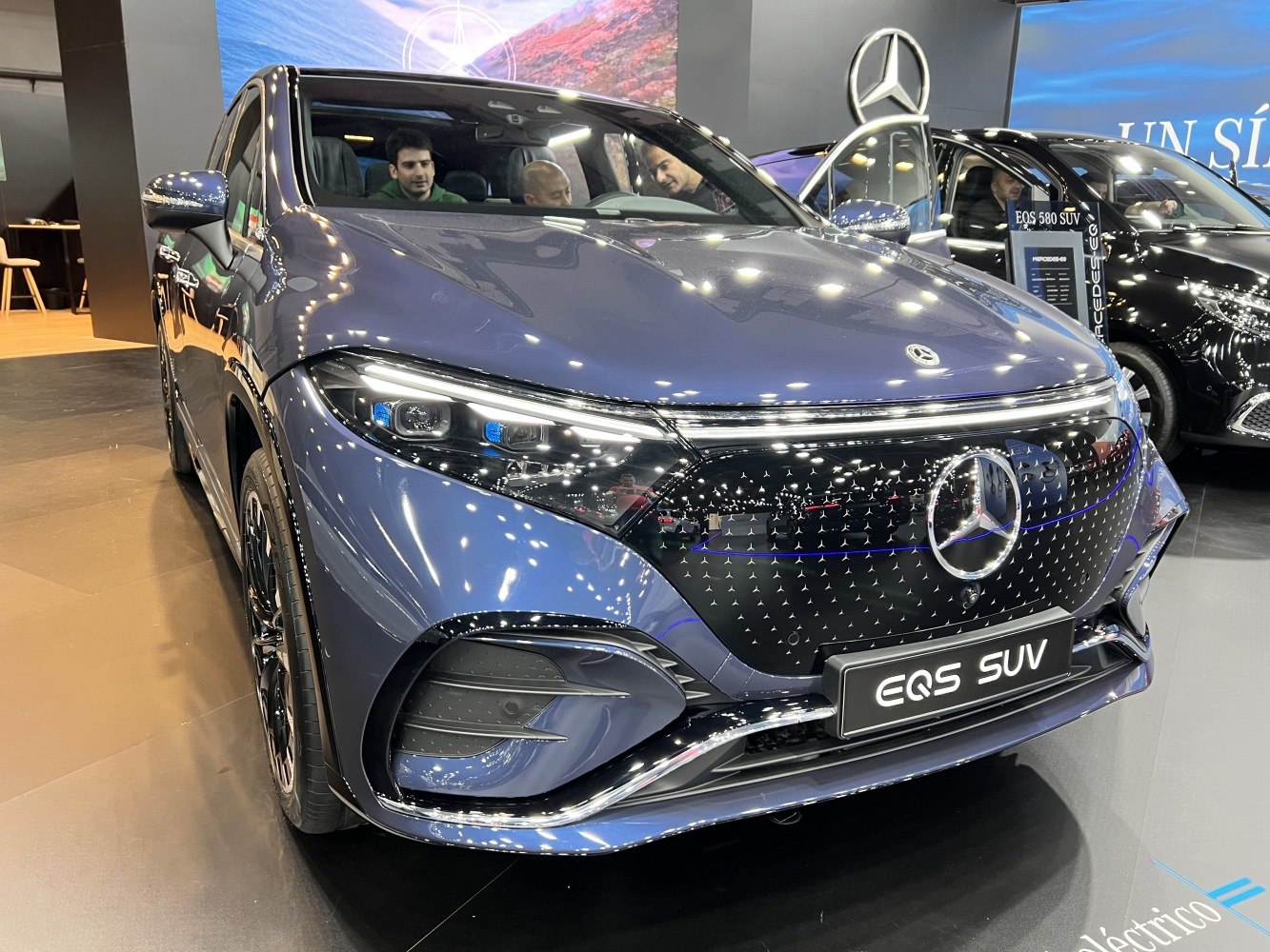 Close-up view of front grille and LED headlights on SUV