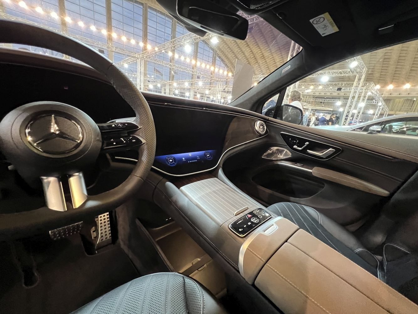 Luxury interior and digital dashboard with touchscreen controls