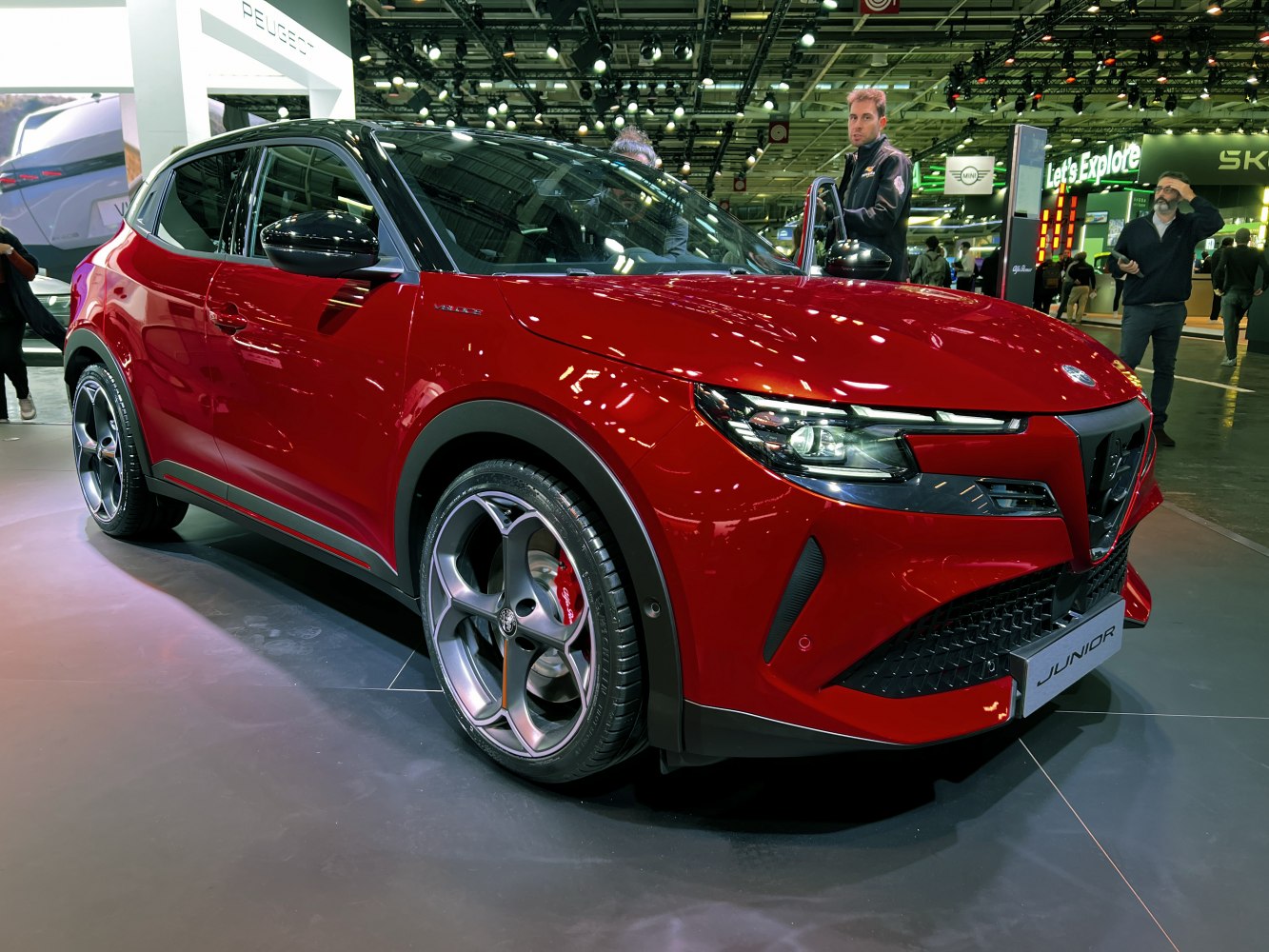 Front angle view with LED headlights and five-hole alloy wheels