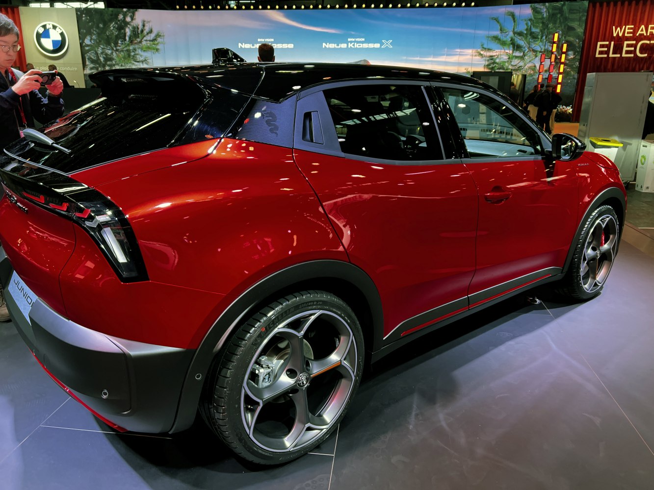 Sporty rear and side profile with alloy wheels and two-tone paint