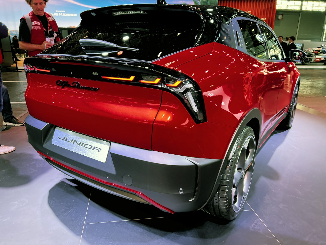 Rear view with sleek rear lights and sporty wheels
