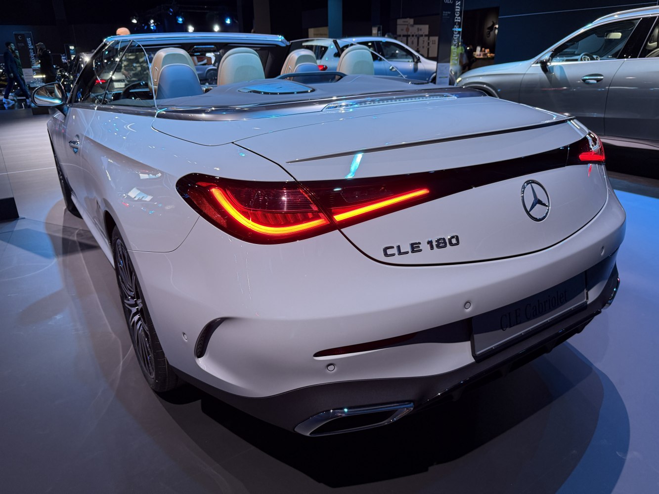 Rear design and LED tail lights of a luxury convertible coupe