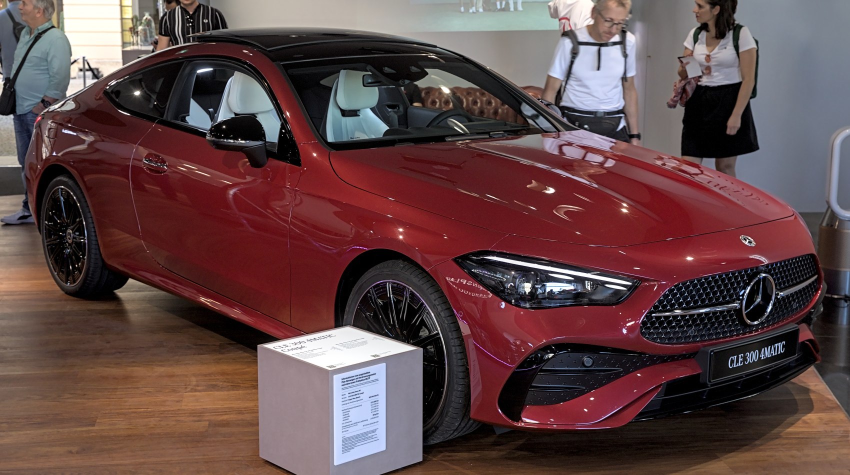 Sleek coupe with LED headlights and dynamic front side view