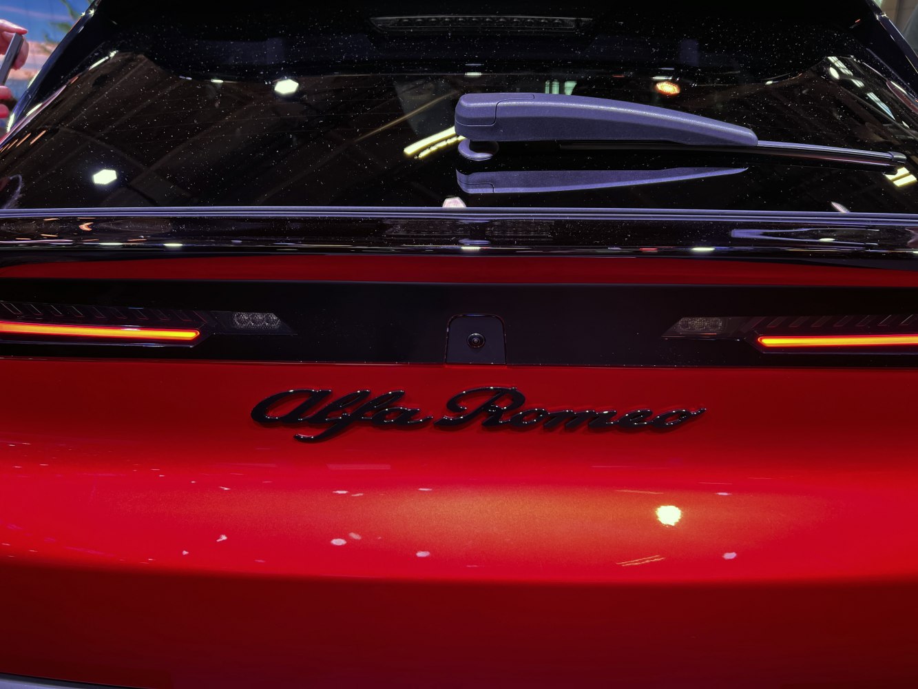 Rear LED tail lights and rear window wiper on a modern vehicle