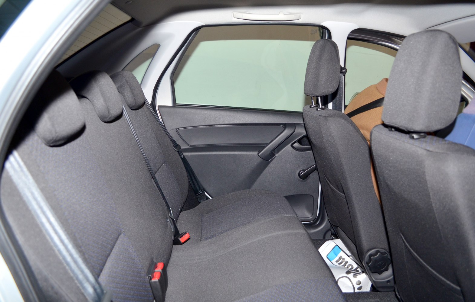 Rear seat fabric upholstery and door panel interior design