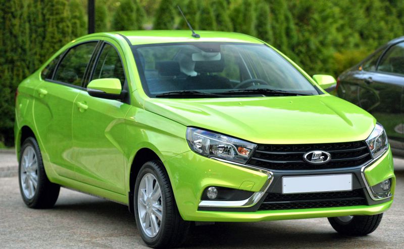 Front view with bold grille and modern headlights in bright green