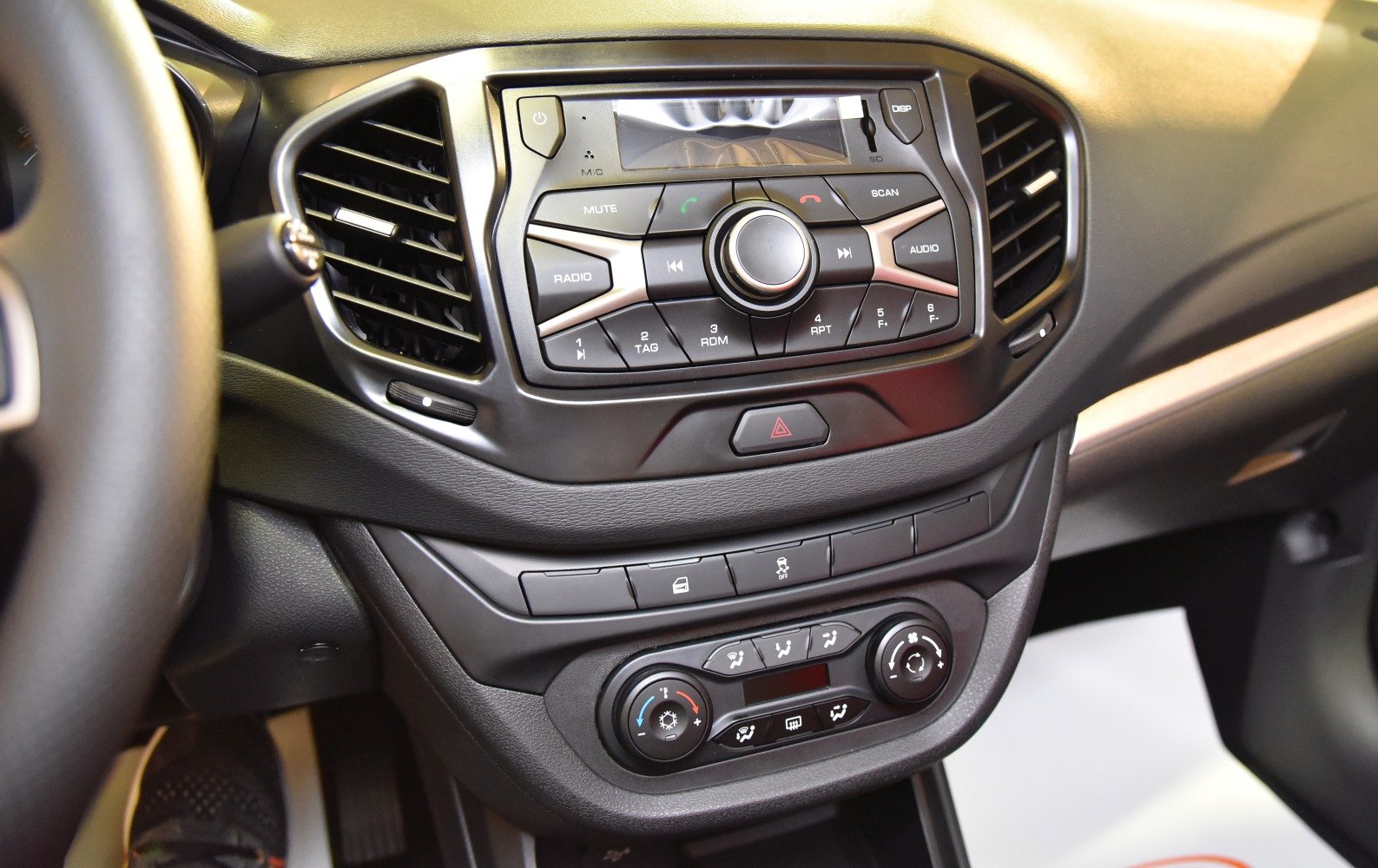 Interior dashboard with control panel and air vents