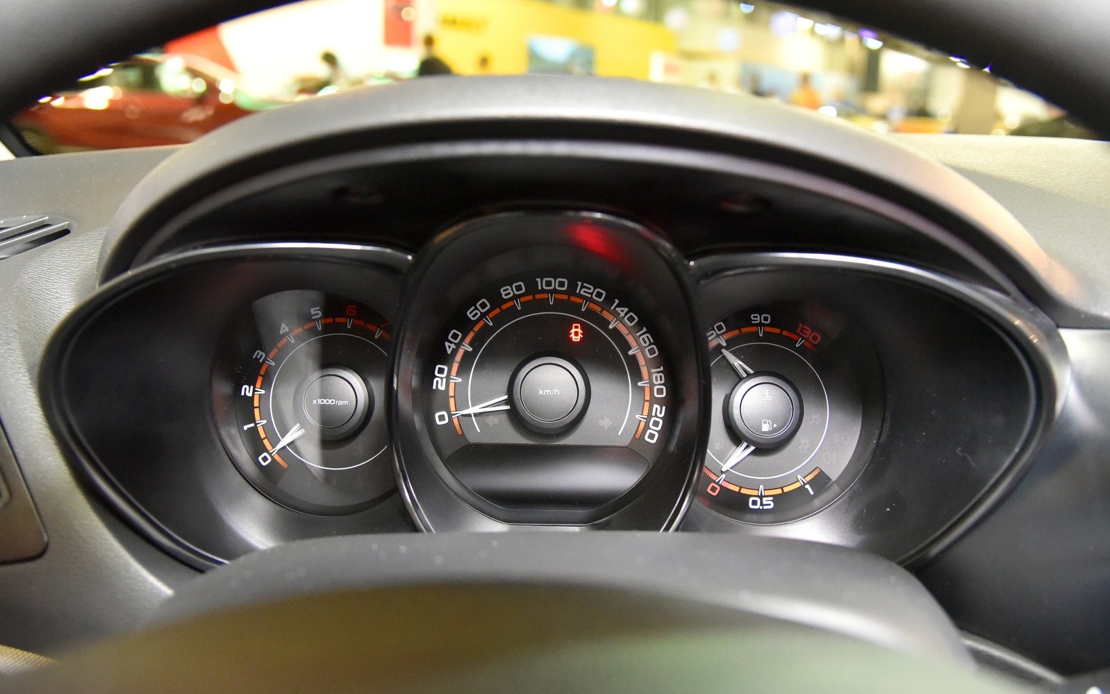 Car instrument cluster with speedometer, tachometer, fuel and temperature gauges