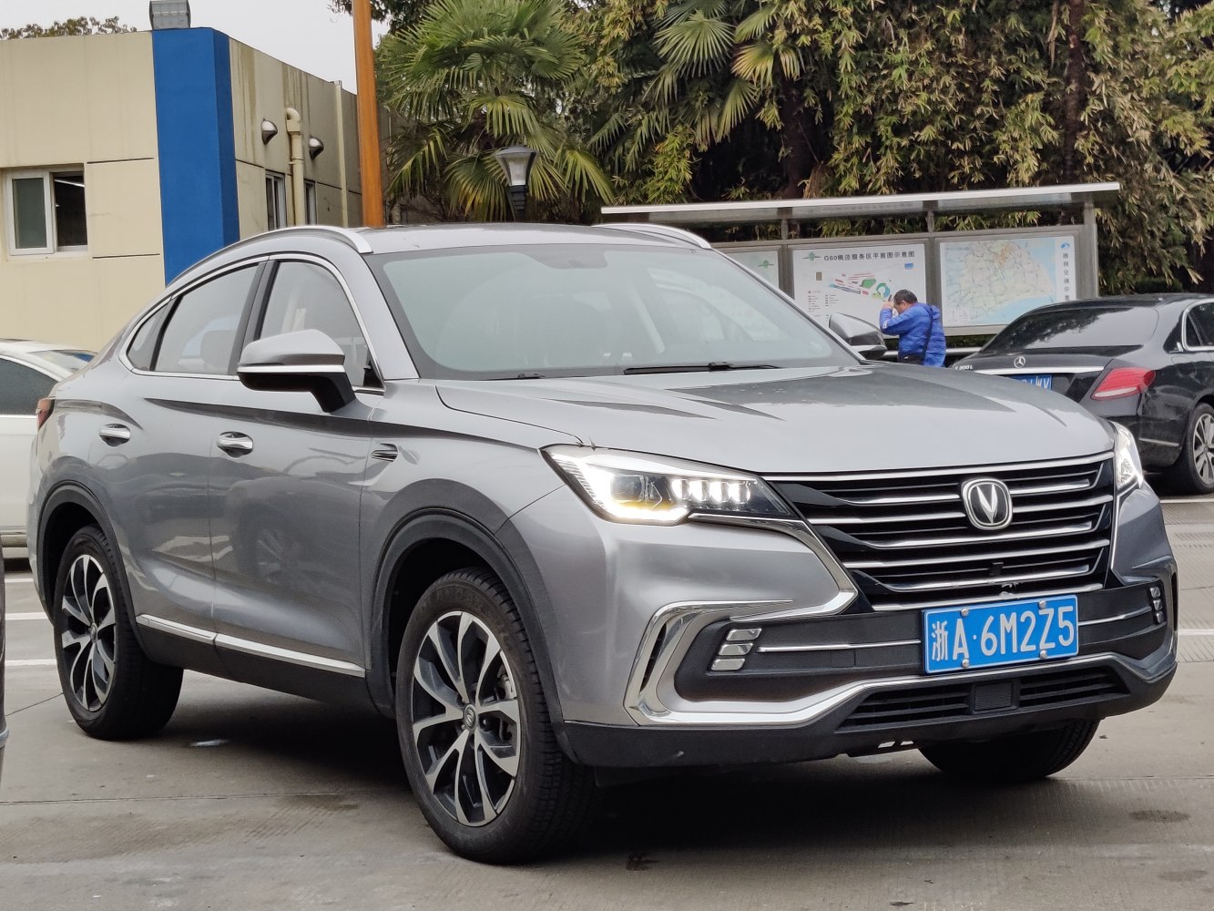 Front grille and LED headlights of a modern SUV
