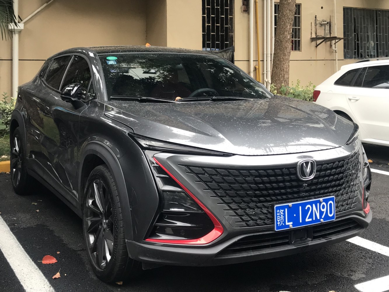 Sleek front grille with LED headlights and sporty design accents
