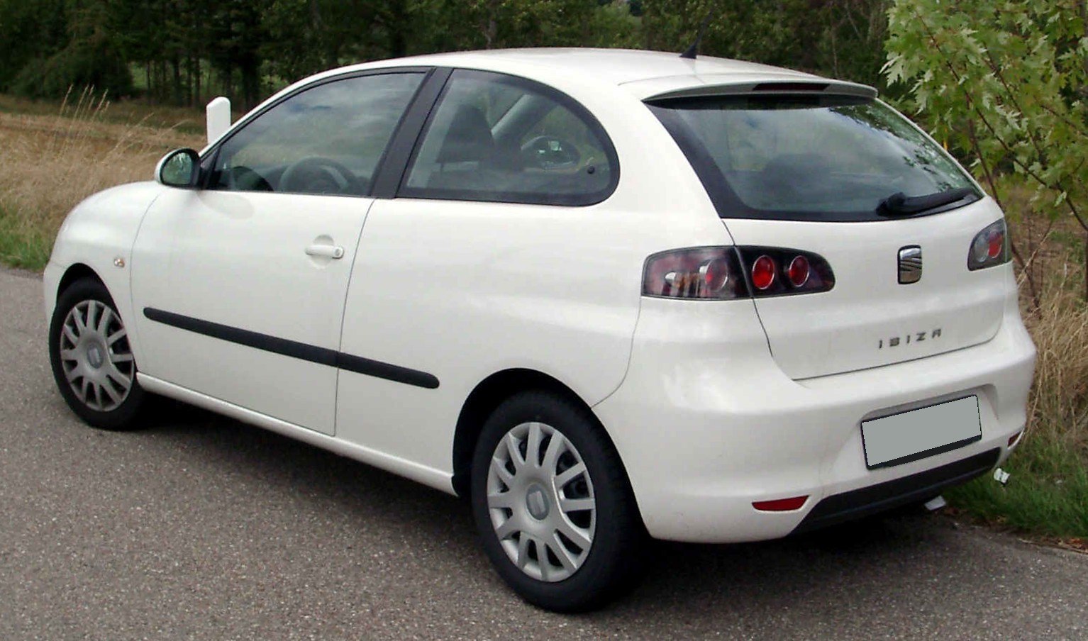 Rear and side view of a 3-door hatchback with distinctive taillights