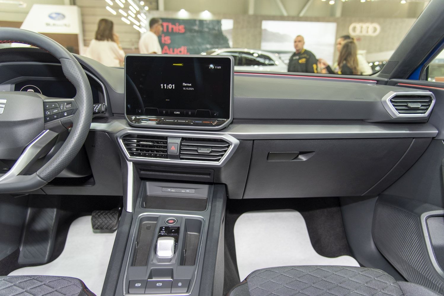 Modern dashboard and digital display in car interior