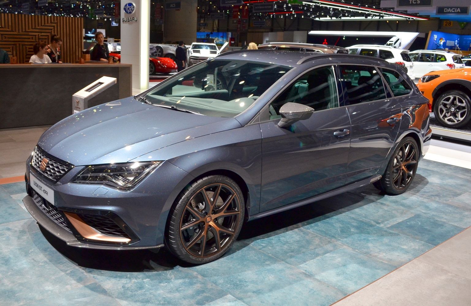 Sporty estate car with angular headlights and alloy wheels
