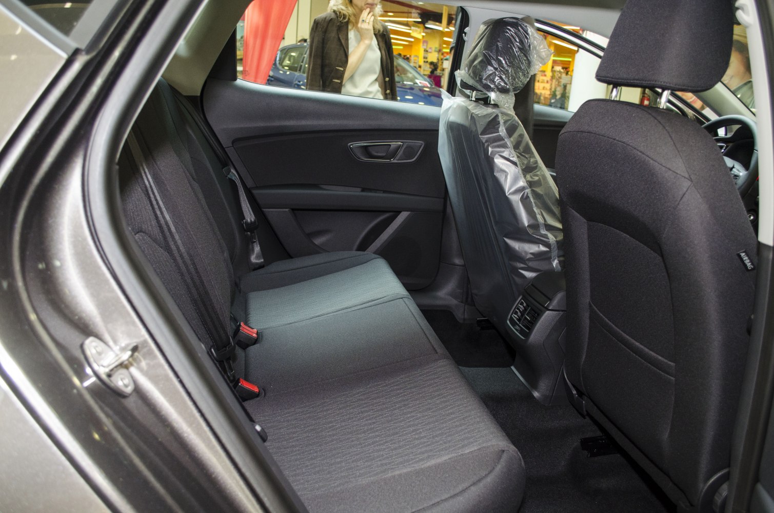 Rear seat and interior upholstery of a compact sedan