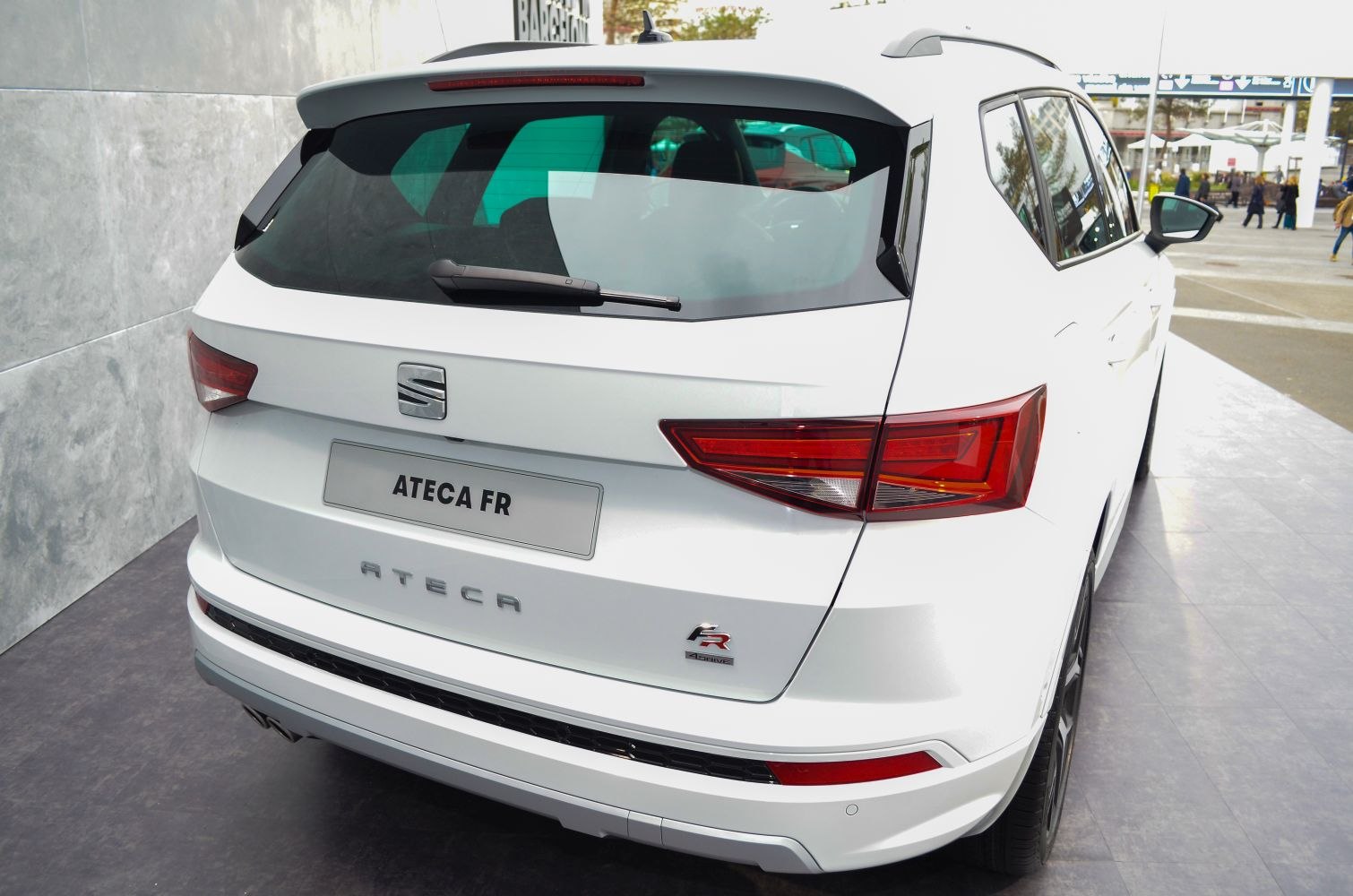 Rear view with angular tail lights and FR badge