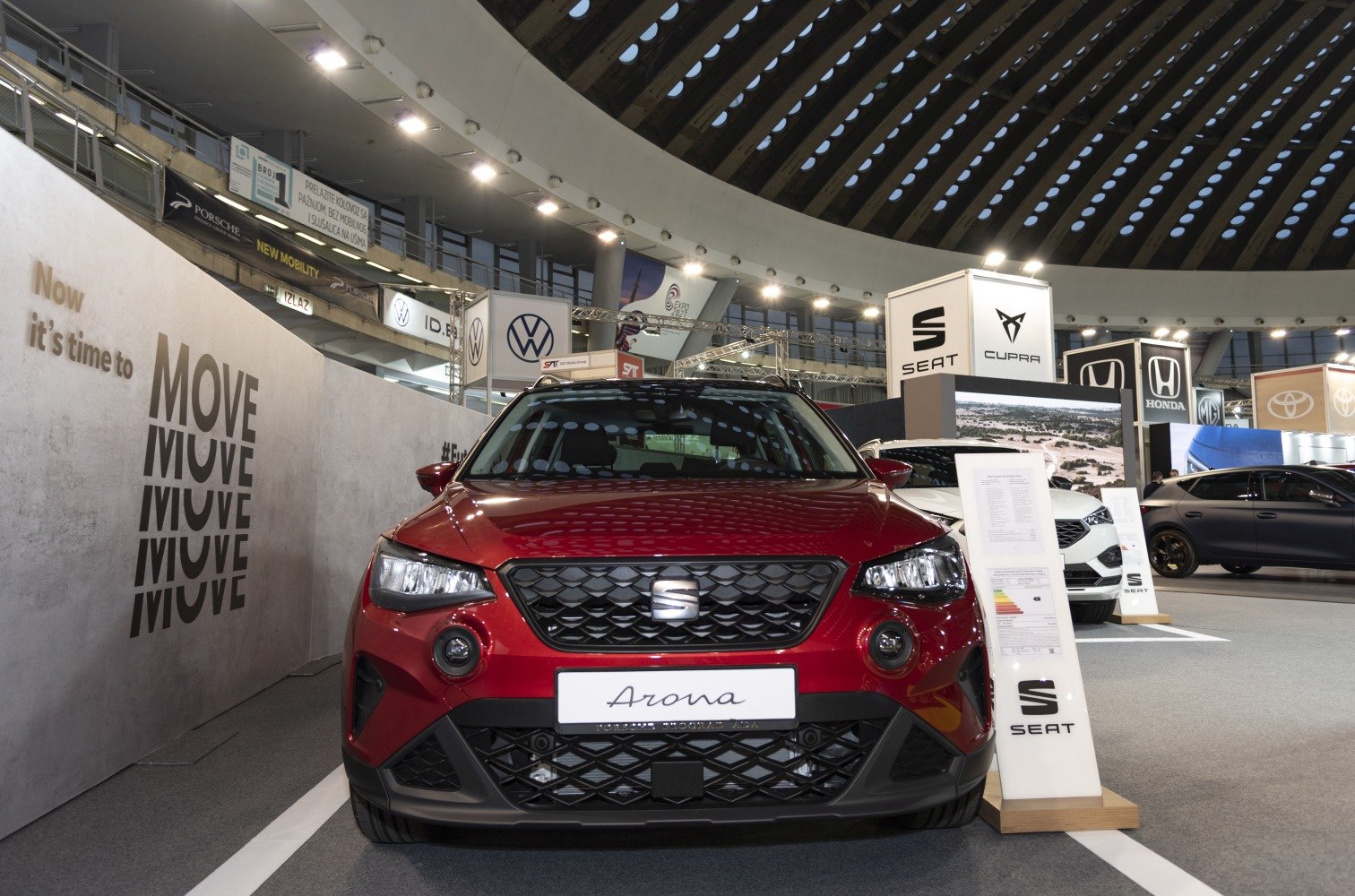 Front view with LED headlights and distinctive grille design