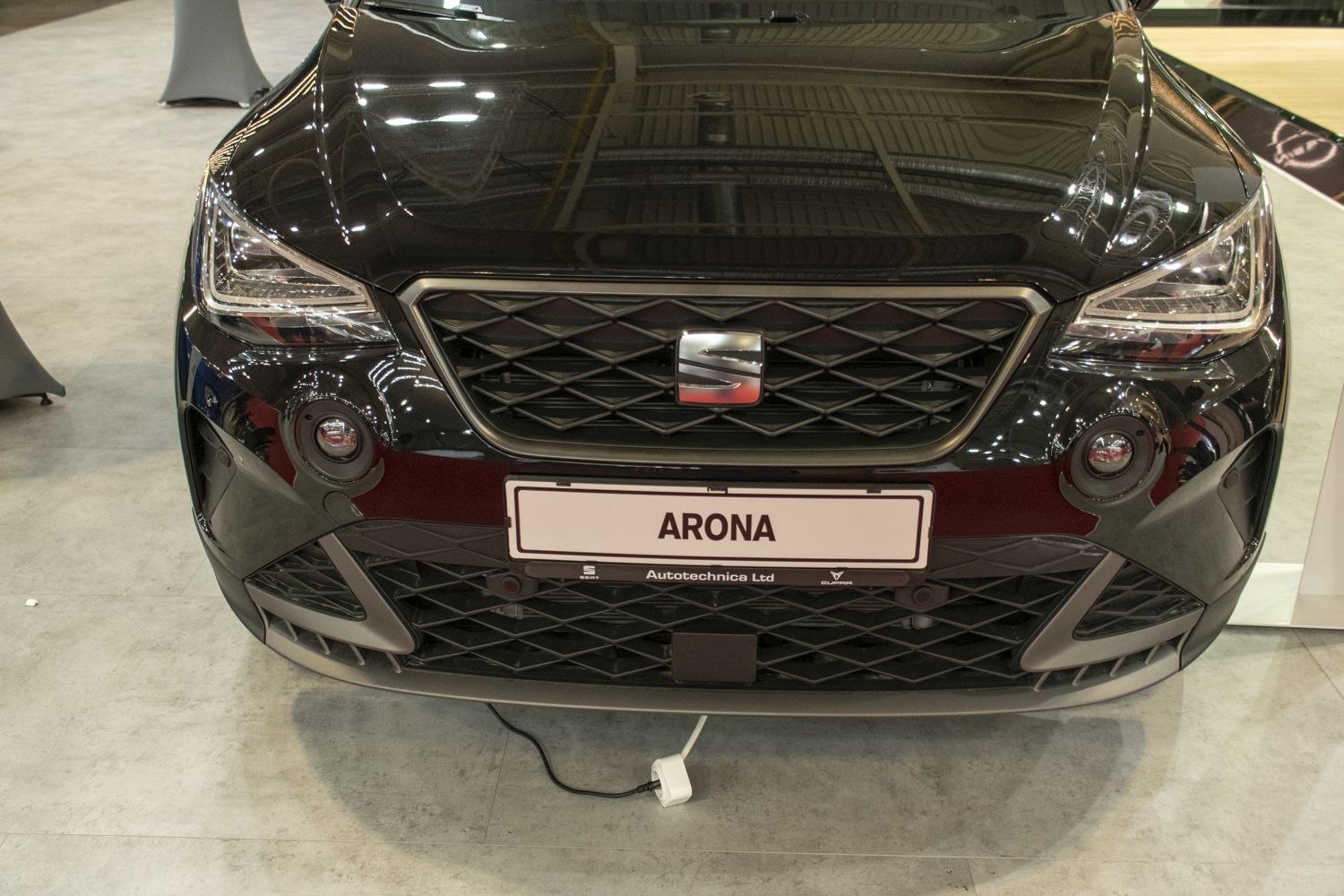 Distinctive front grille and LED headlights of a modern compact SUV