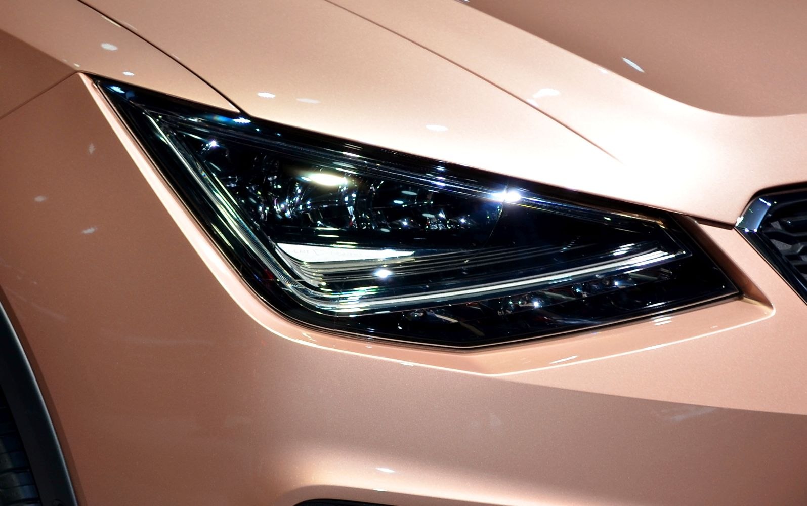 Angular sharp car headlight with LED elements