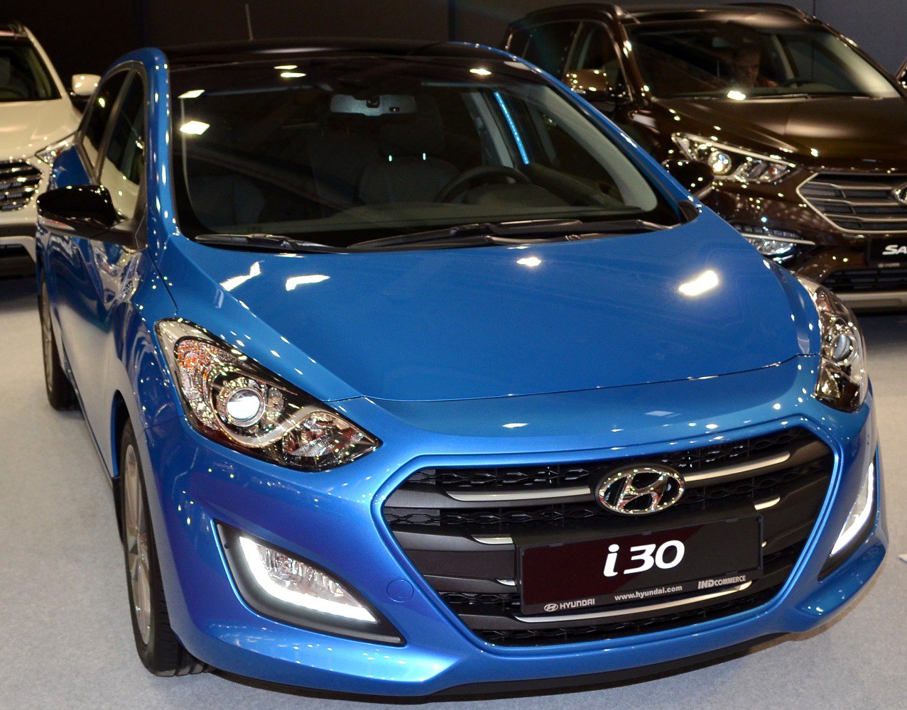 Front view with distinct headlights and LED daytime running lights