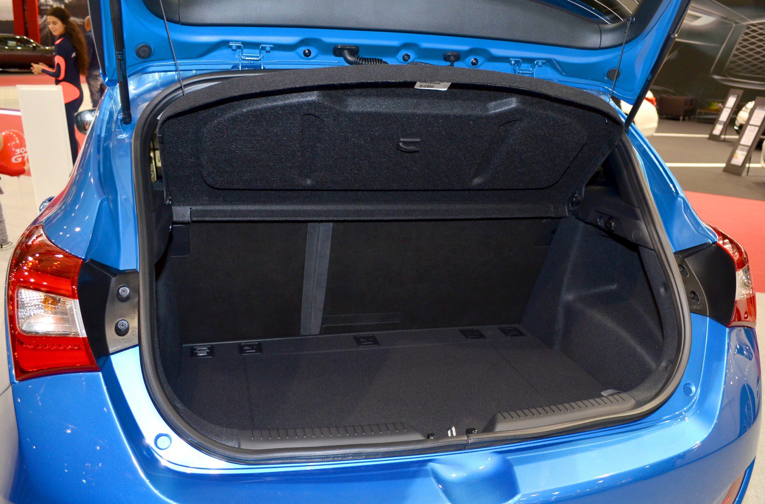Open hatchback trunk interior with spacious cargo area