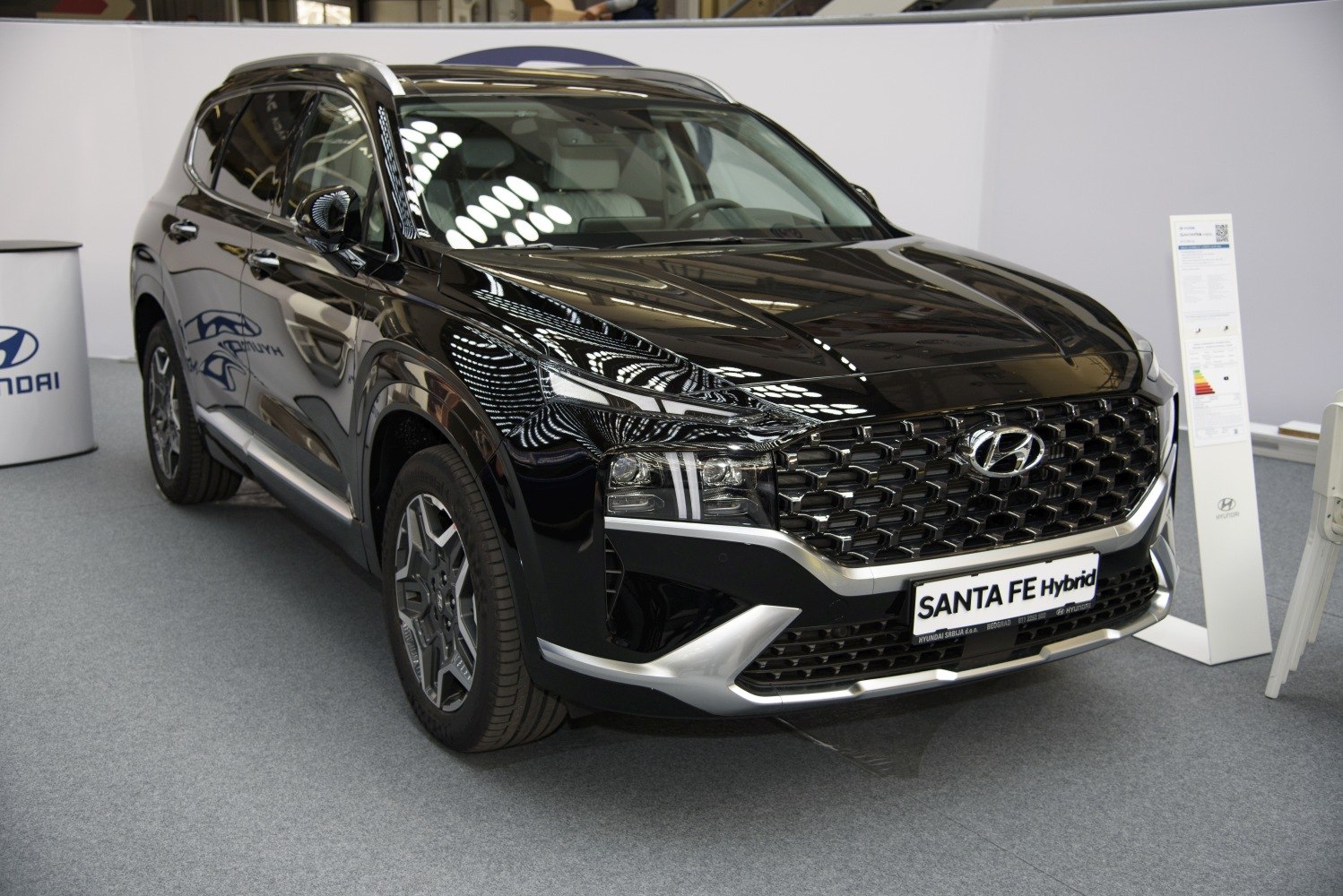 Front grille and LED headlights of black SUV