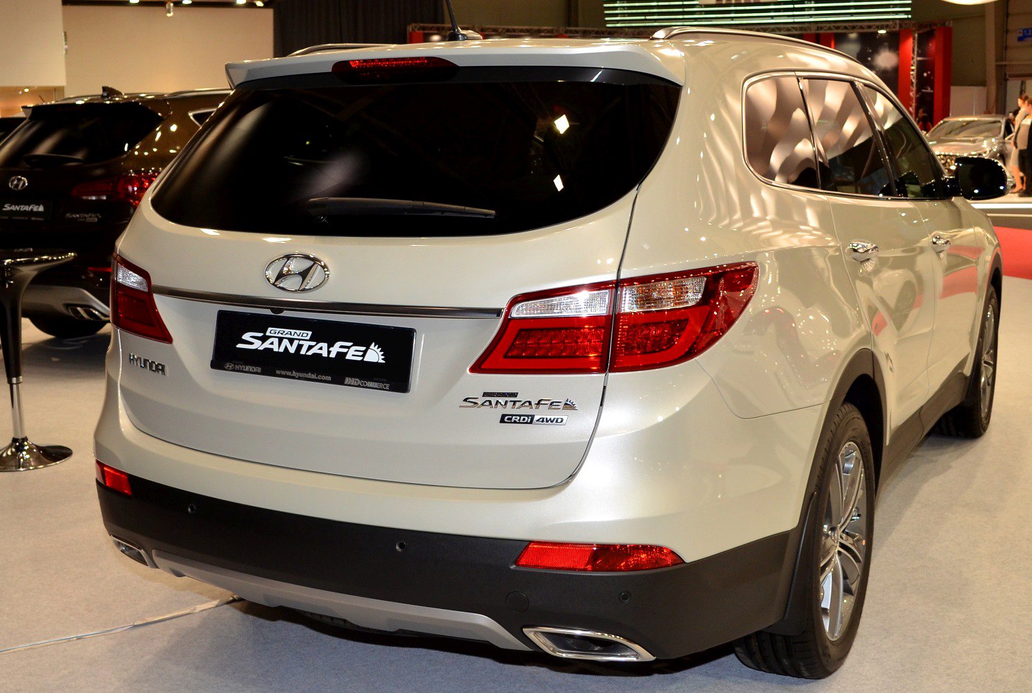Rear view of SUV with CRDi 4WD badges and taillights