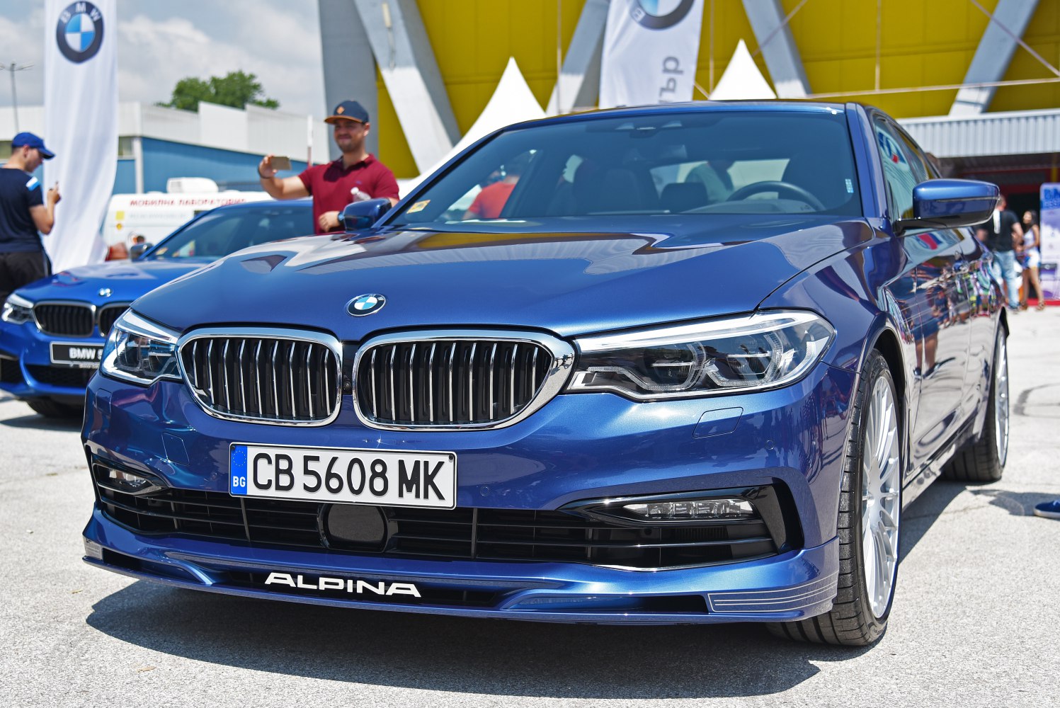 Front view with kidney grille and sleek headlights