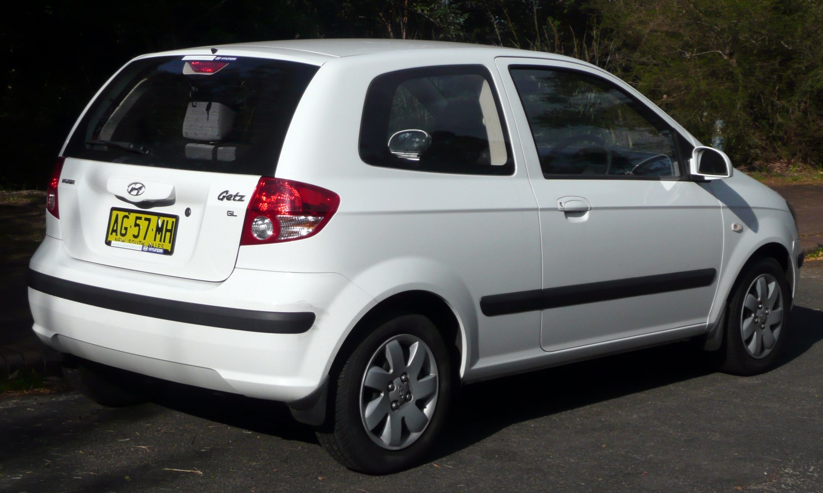 Rear three-quarter view of a compact hatchback