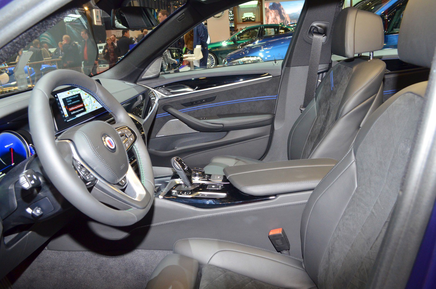 Luxury car interior with premium seats and advanced dashboard