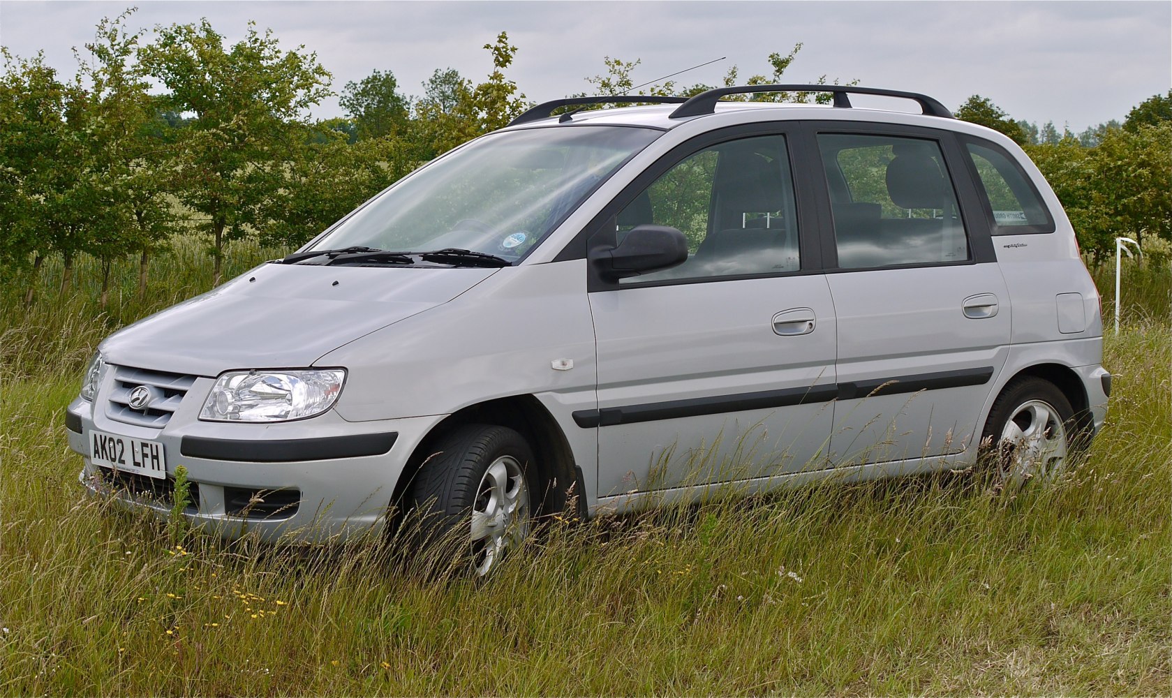 Silver compact MPV with roof rails and side door protectors