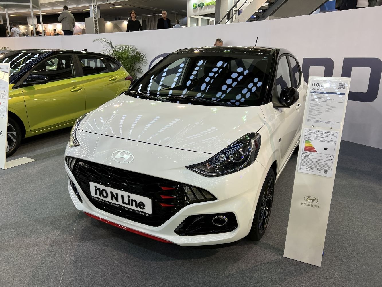Sporty front grille and LED headlights of a compact hatchback