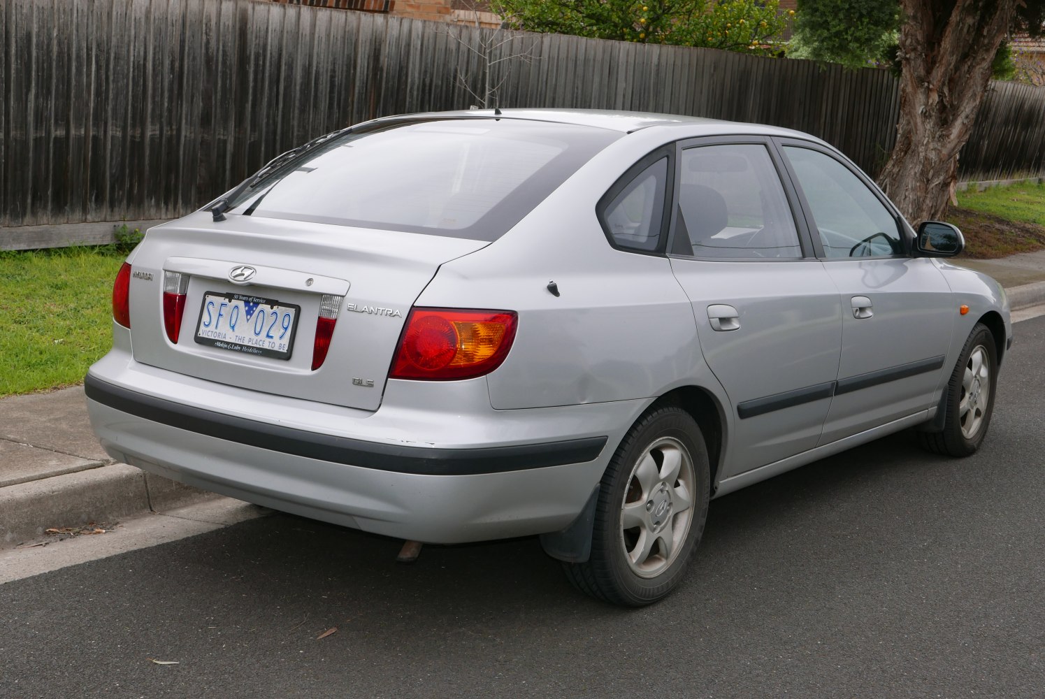 Rear view of compact hatchback with distinctive taillights and five-door layout