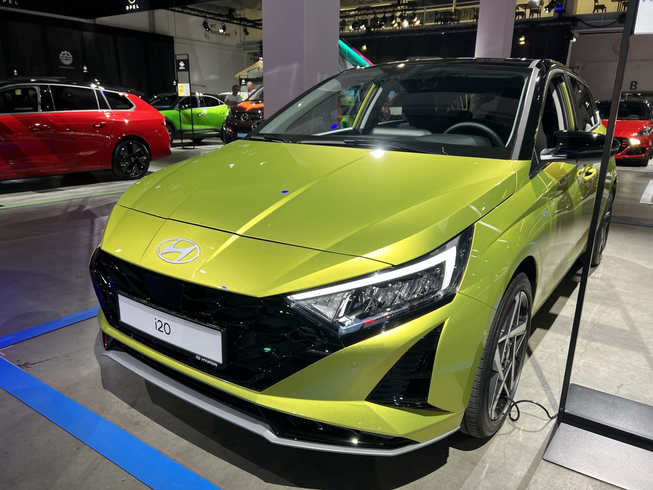 Front view with LED headlights and bold grille design