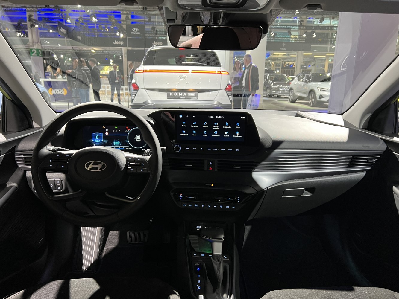 Modern car interior with digital dashboard and multimedia screen
