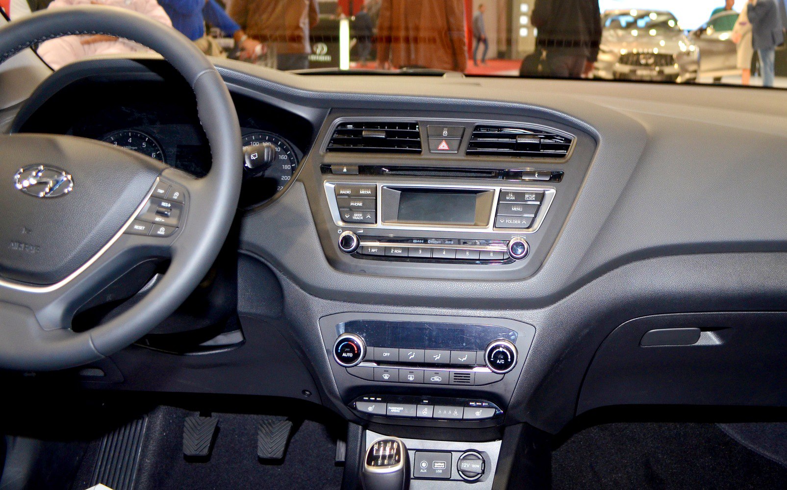 Dashboard with infotainment and climate control panel