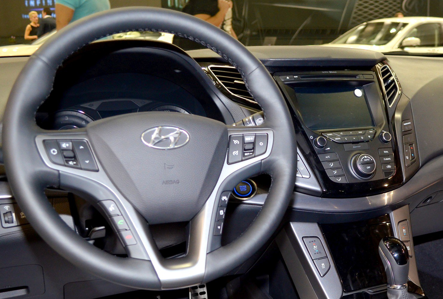 Steering wheel and infotainment system interior view